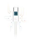 华为编织数据线 （Max 120 W）E-Marker 芯片特写图，展示了数据线稳定速充更安全的特性
