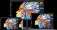 HUAWEI MateView SE 与 HUAWEI MatePad Pro 12.2 英寸、HUAWEI MateBook GT 14 及 HUAWEI Pura 70 Ultra 显示同一张图片，展示了多屏同色功能