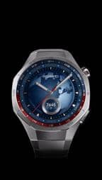 展示 HUAWEI WATCH GT 5 Pro 46mm 的经典款，搭配钛合金表体与钛金属表带